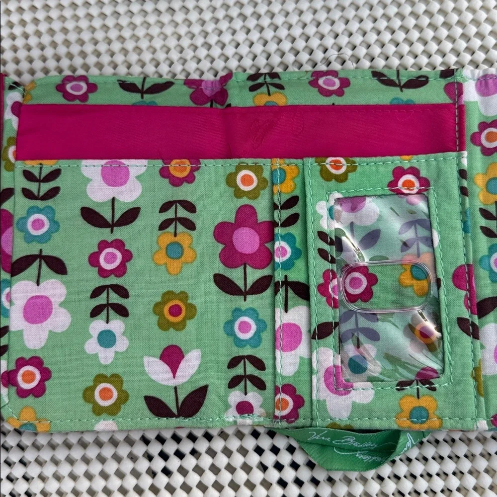 Floral Wallet with Green and Pink Accents